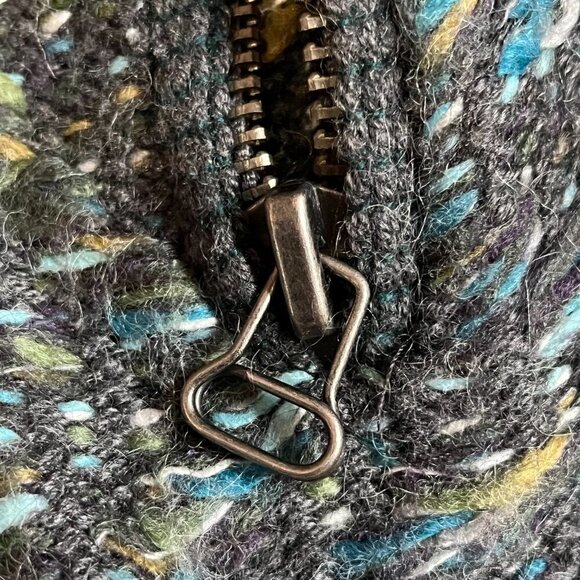 Anthropologie Moth Keavey Jacquard Wool Mohair Chunky Green Cardigan - Picture 7 of 12